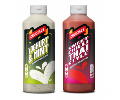 Crucials Sauce x 2 (Yoghurt Mint / Thai Sweet Chilli) 500ml Free doner mix